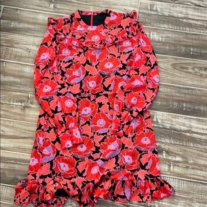 Dress with red and purple floral print